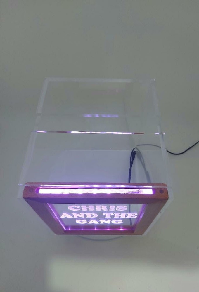Personalized Tip Box Raffle Fund Raiser Donation Jar Engraved Light Changing LED