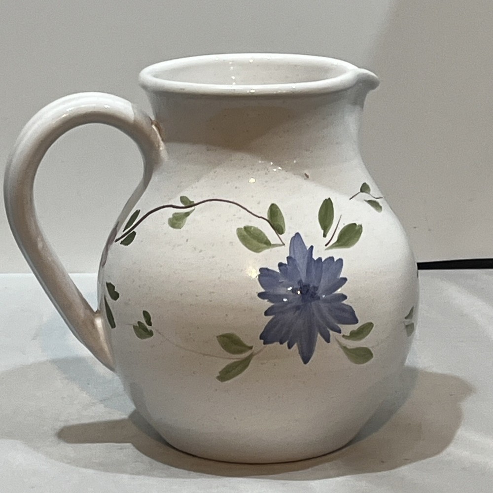 White floral vase pitcher Home 7” x 4”