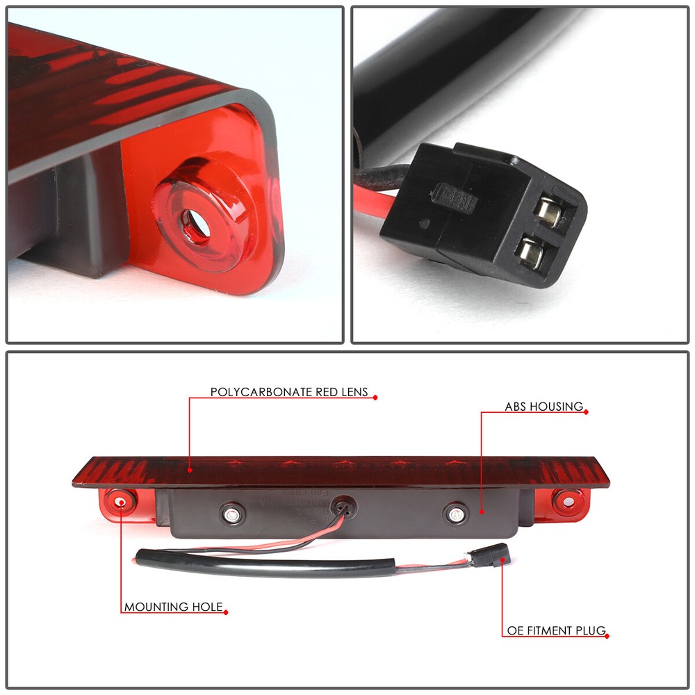 FOR 2003-2017 EXPRESS/GMC SAVANA FULL LED 3RD TAIL THIRD BRAKE LIGHT/LAMP RED