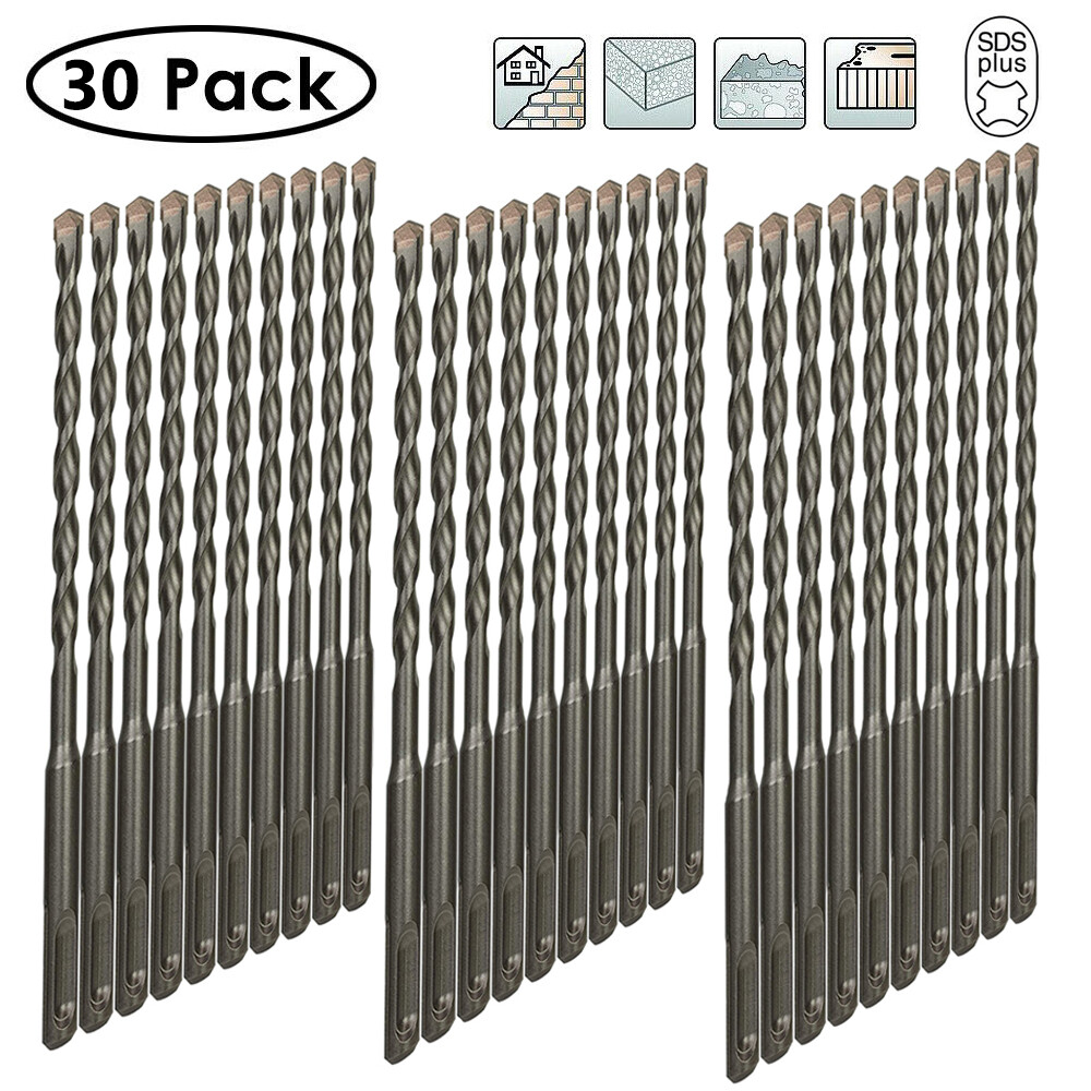 Drillforce 30PCS 1/2" X10" Rotary Hammer Drill SDS+ Masonry Concrete Drill Bits