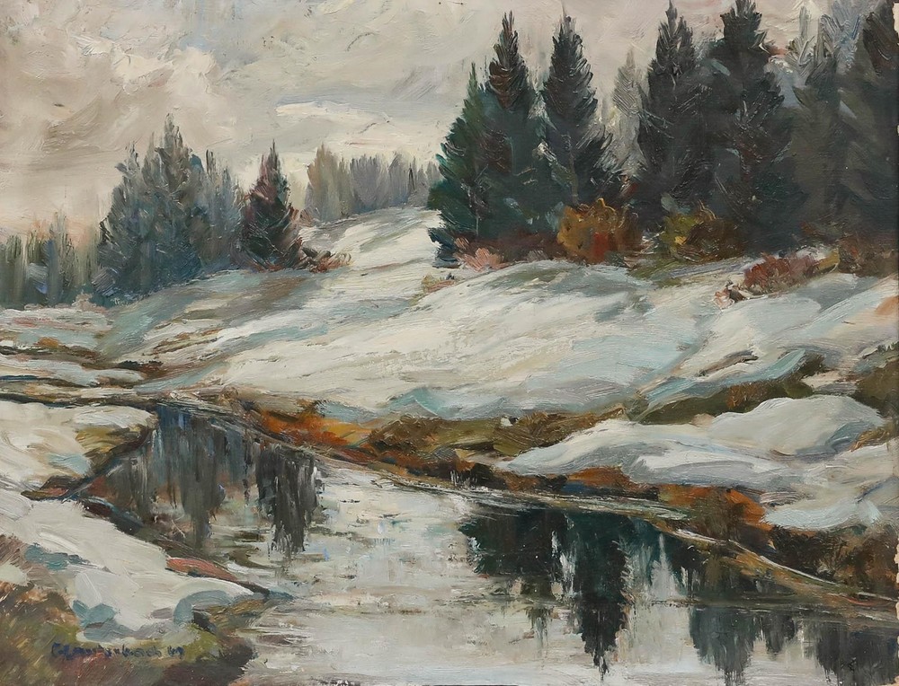 Framed Mid 20th Century Oil - White Banks