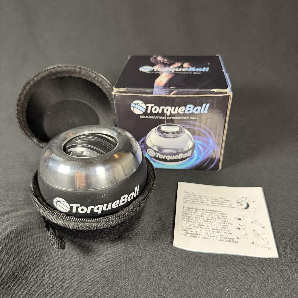TorqueBall Self Starting Gyroscope Wrist Exercise Ball w/Instructions Case & Box