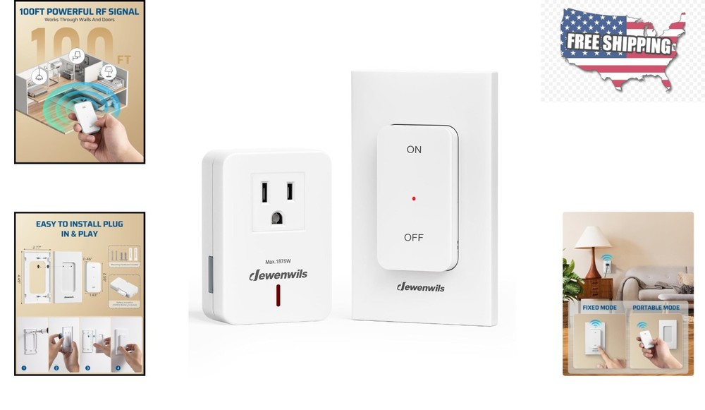 Compact Wireless Outlet with Magnetic Base - Effortless 15A Remote Control