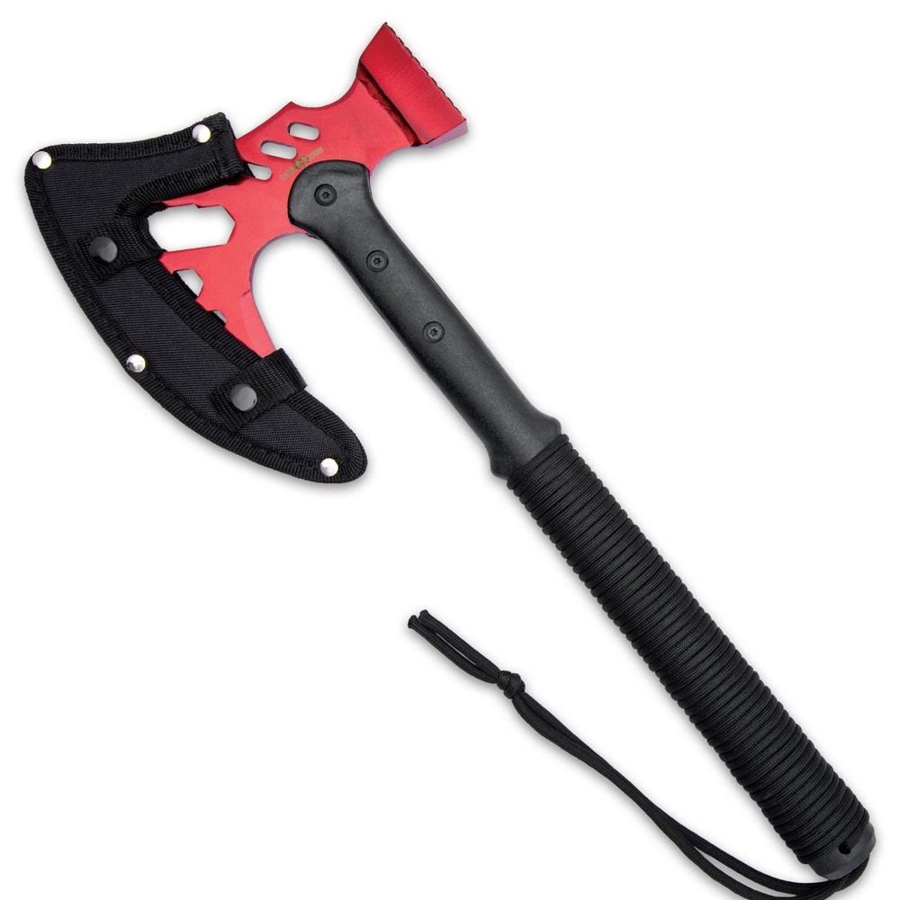 Ridge Runner 18” Tactical Axe and Multi-Tool Hammer Red, Camping & Survival Axe
