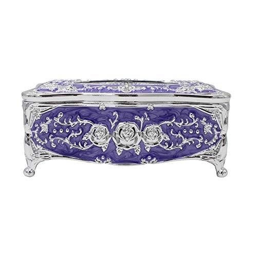 Vintage Tissue Box Holder Rectangular for Car Kitchen Table Silver Purple