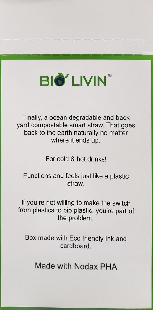 100 Straws Individually Wrapped 100% Plant-Based Compostable - Biodegradable