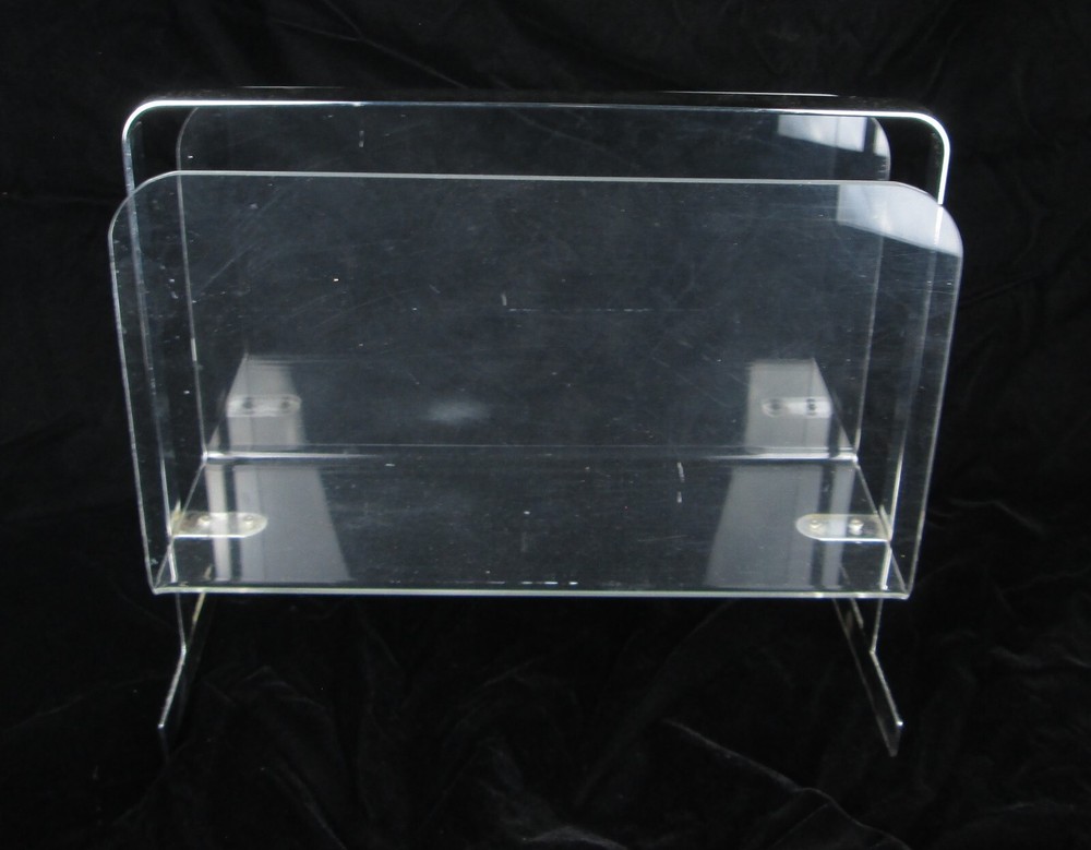 Milo Baughman Attributed Chrome and Lucite Magazine Rack Mid Century Modern