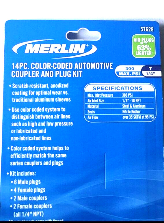 Merlin 14Pc. Color-Coded Automotive Coupler & Plug Kit 57629