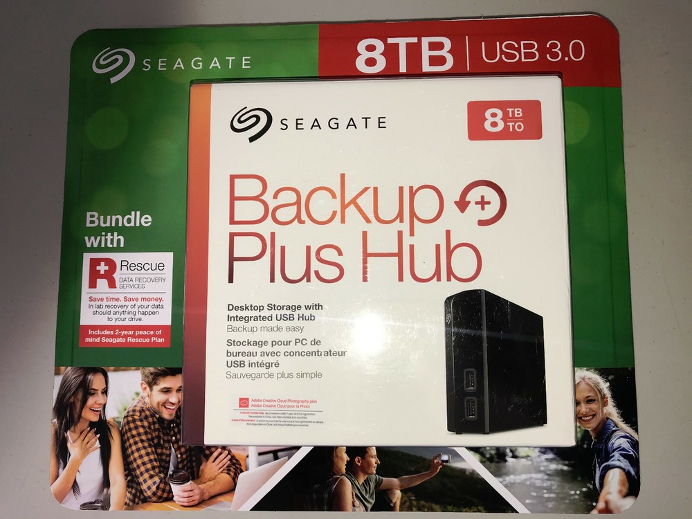 Seagate Backup Plus Hub 8TB External Hard Disk Drive HDD USB Host Desktop Storag