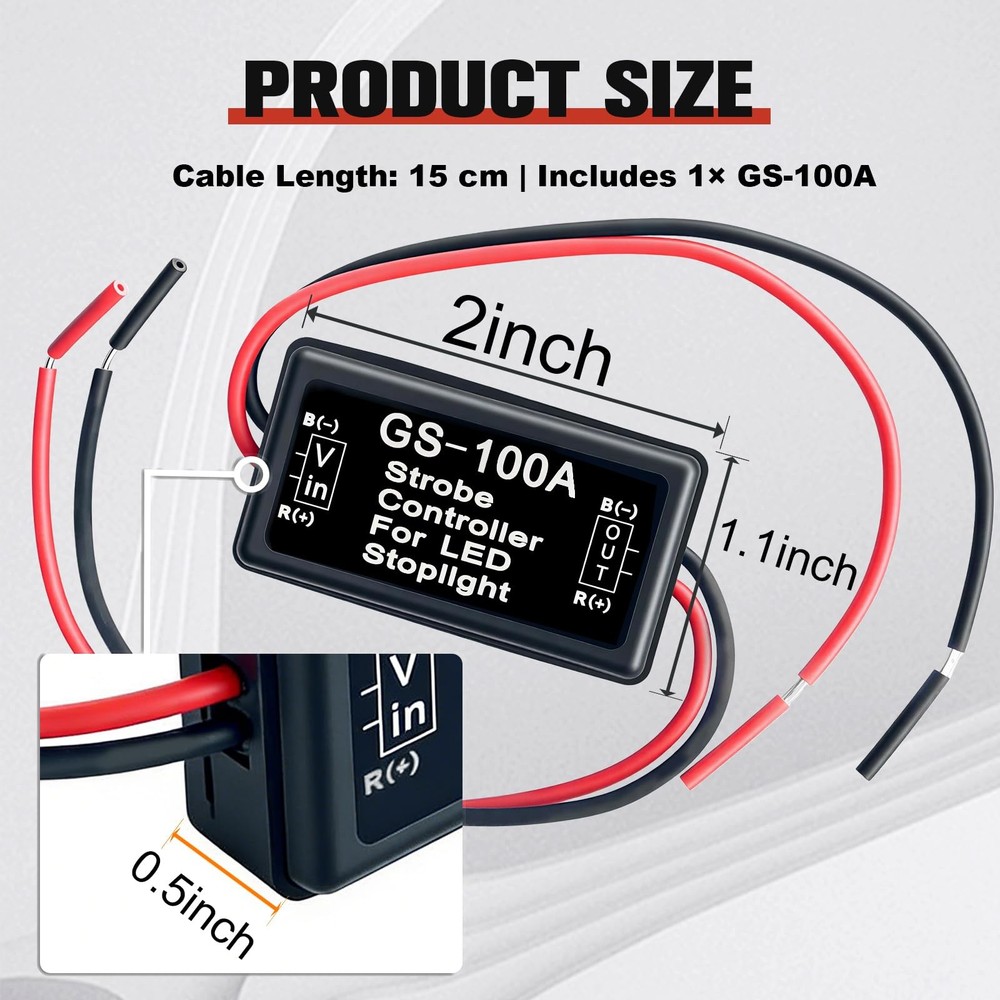 Podoy GS-100A Flash Strobe Controller Flasher Module for LED Brake