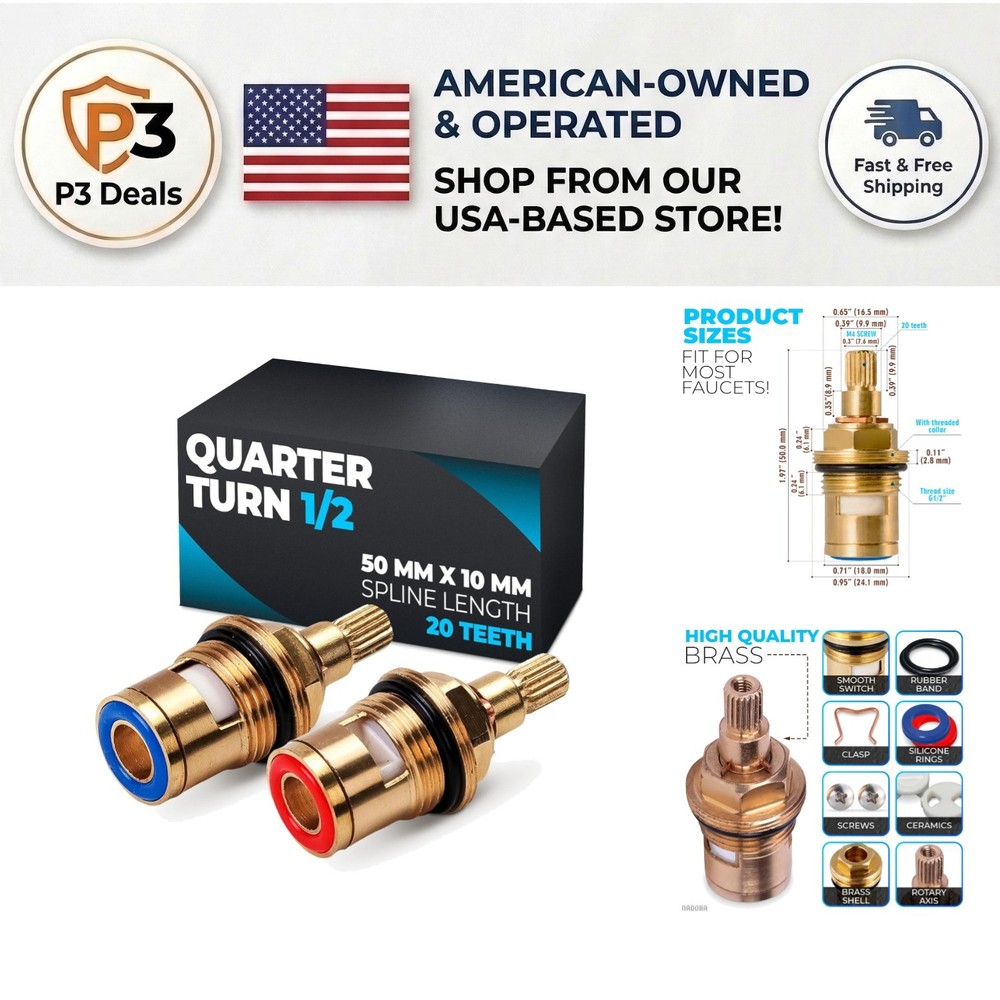 Complete Faucet Valve Replacement Set – 2 Brass Cartridges for Smooth Operation