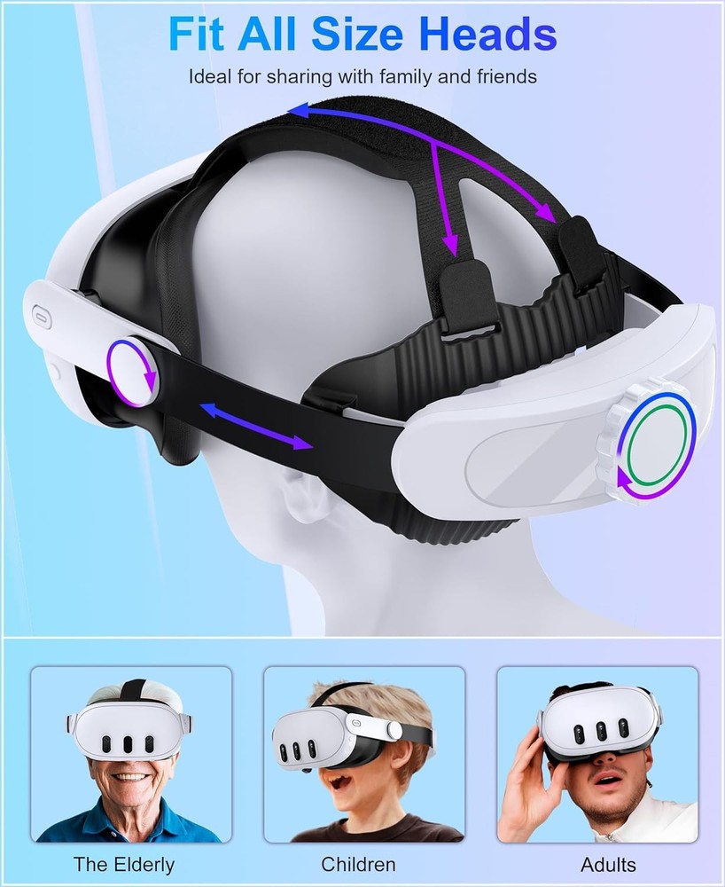 Headstrap for Quest 3 / Quest 3S/ Quest 2 Comfort Head Strap Adjustable VR Strap