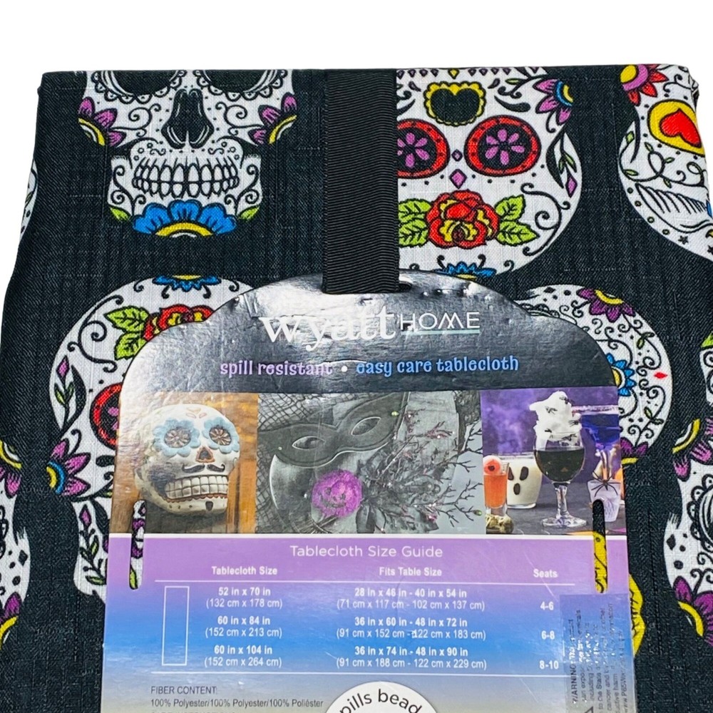Halloween Sugar Skull Day of Dead 60x84in Rectangular Polyester Tablecloth