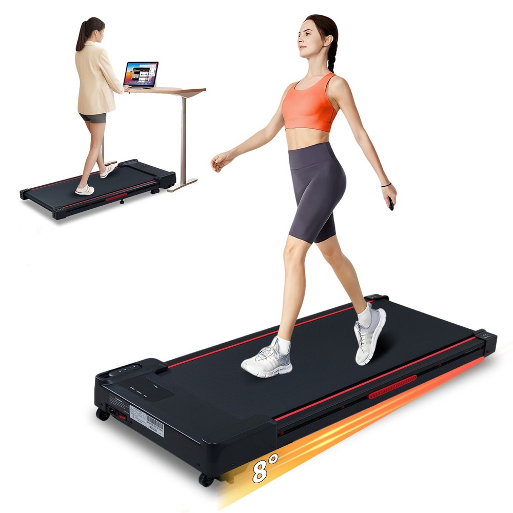 Walking Pad Treadmill with 8° Incline, Remote Control 2.5HP Portable Compact Tre