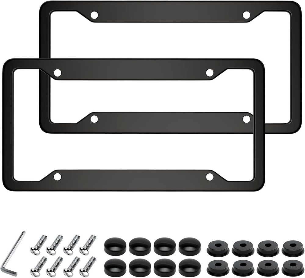 Black License Plate Frame,Universal Aluminum Tag Frame for Black,