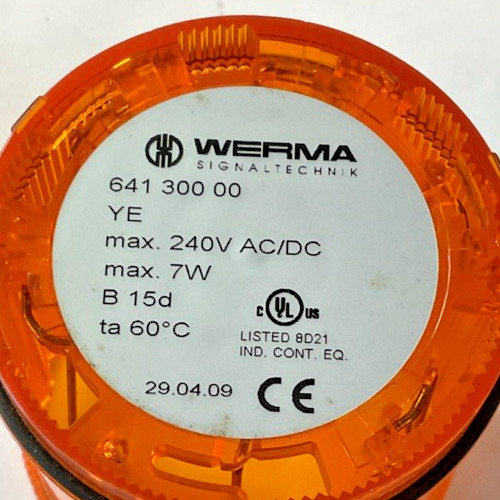 WERMA 641 300 00 STACK LIGHT ORANGE 240VAC/DC 7W