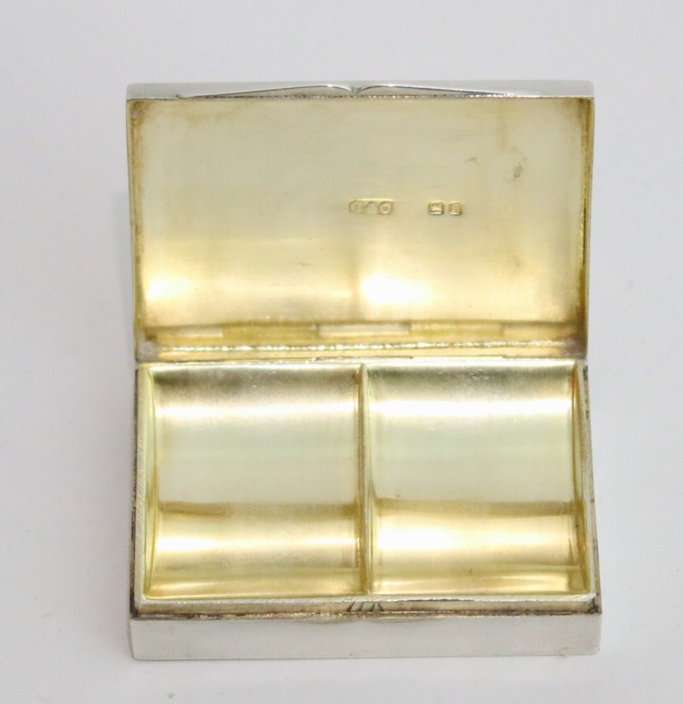 Antique Sterling solid silver double stamp box 43.5g 1900 Cohen & Charles