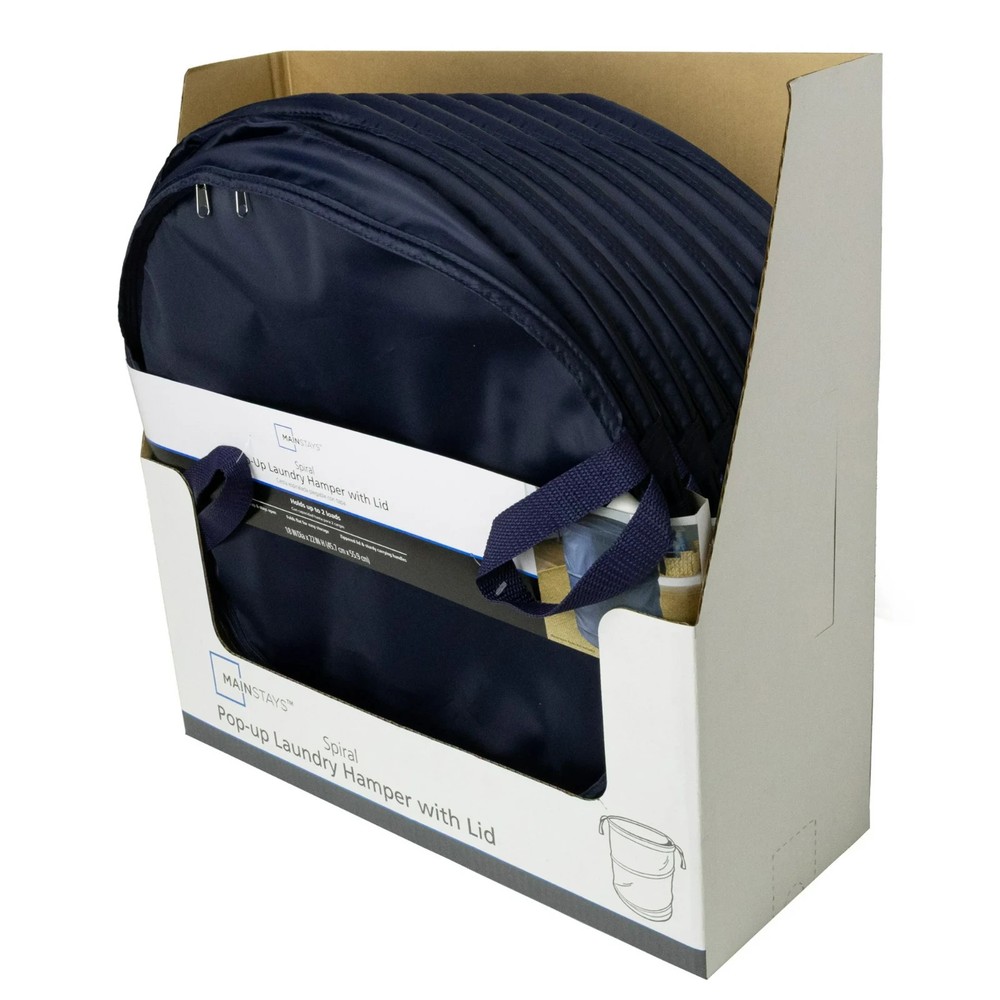 Pop-Up Laundry Hamper – Zipper Lid, 2-Load Capacity, Navy