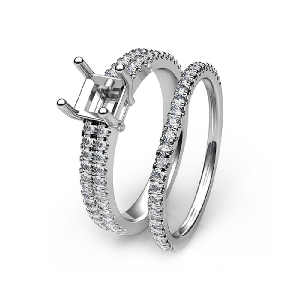 Semi Mount Ring Setting Cushion 6mm 925 Sterling Silver