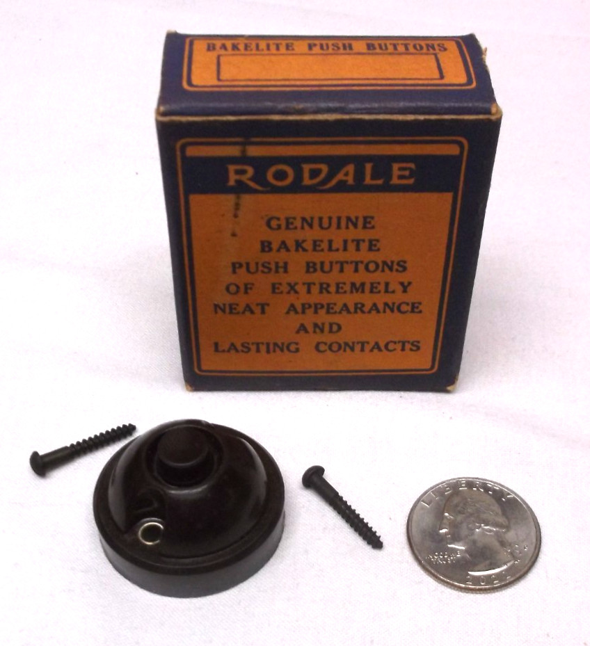Vintage Rodale Bakelite Push Button Switch NIB