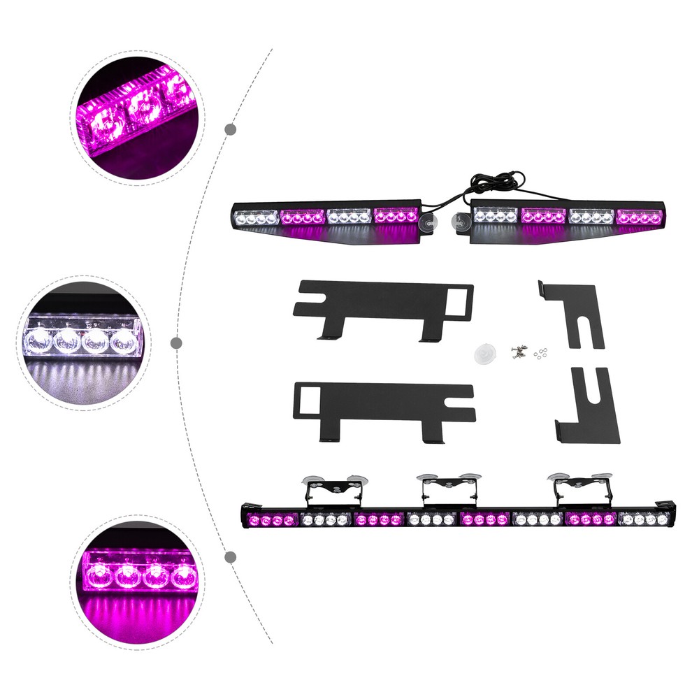 35" Led Strobe Light Bar Traffic Advisor Emergency Hazard Warning Purple White