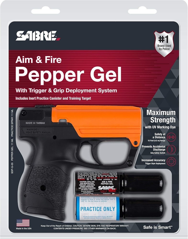 Aim and Fire Pepper Gel with Grip System - 15-Foot Range, Safe Deployment