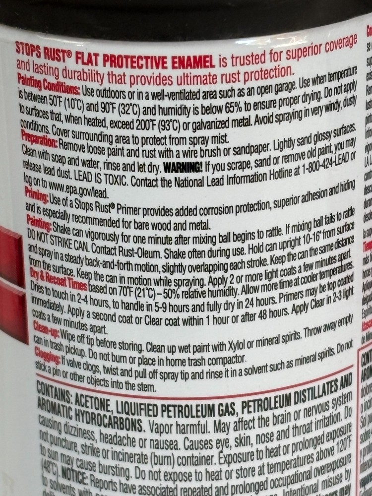 (2) RUSTOLEUM 7776830 FLAT BLACK PROTECTIVE ENAMEL STOPS RUST SUPERIOR COVERAGE