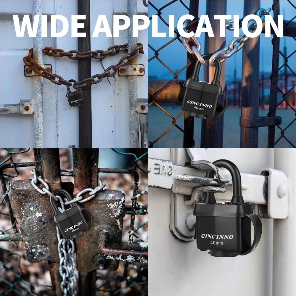 Weatherproof Padlocks - 6 Pack Keyed Alike Heavy Duty Security