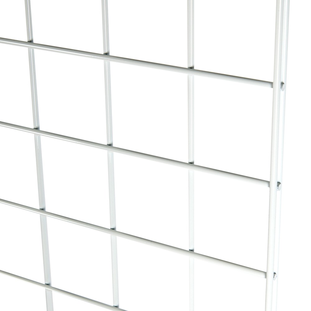2 ft x 6 ft White Standing Grid Screen - Includes Grid Panel and 2 Grid Legs