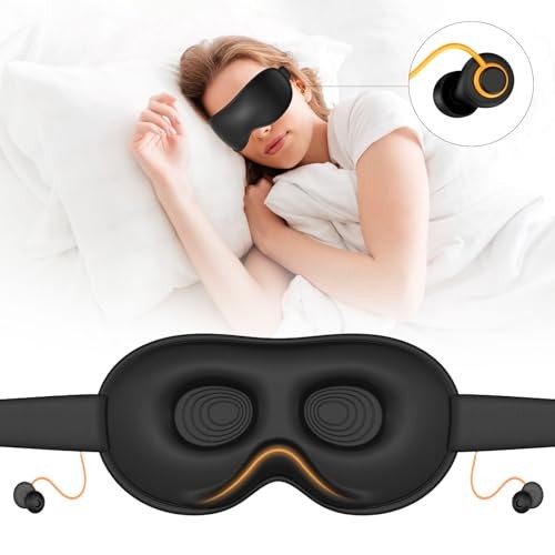 Light Blocking Sleep Mask with Adjustable Strap, 3D Eye Mask for Black