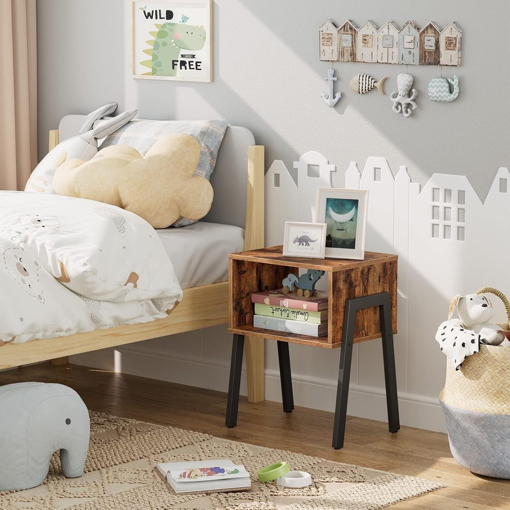 HOOBRO Nightstands Set of 2, Stackable End Table, Side Rustic Brown