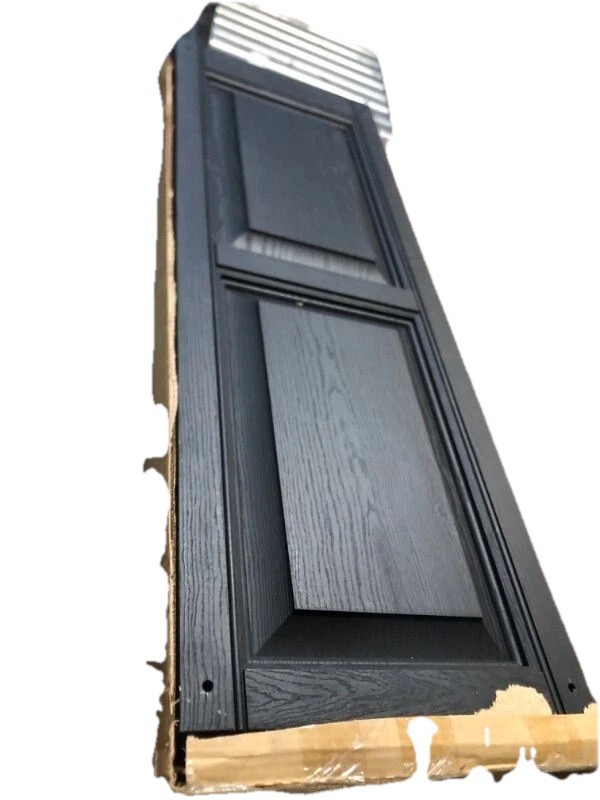 15 in. x 35 in. Raised Panel Polypropylene Shutter Pair in Black