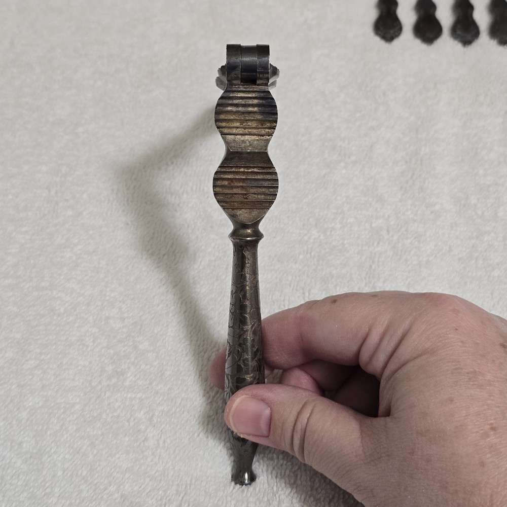 Antique Nutcracker & 6 Nut Picks Set Holmes & Edwards Silver Plate Victorian
