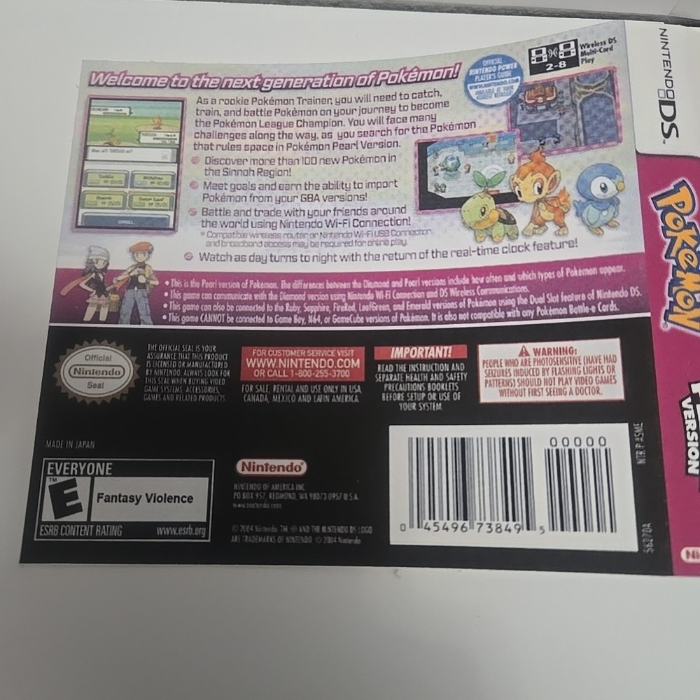 Replacement Case For Pokemon Pearl Version Nintendo DS