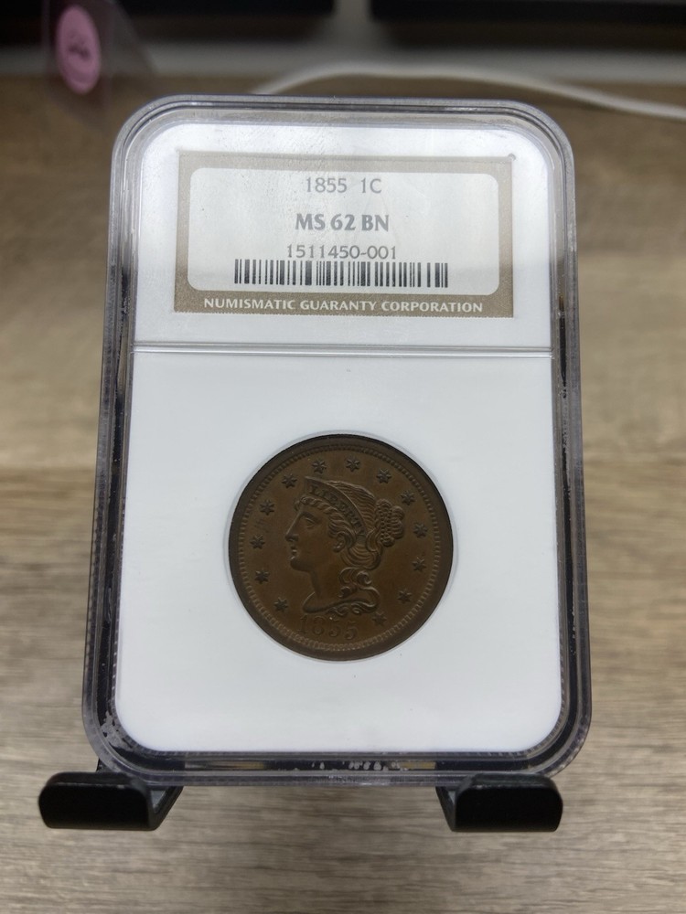 1855 Large Cent MS62BN