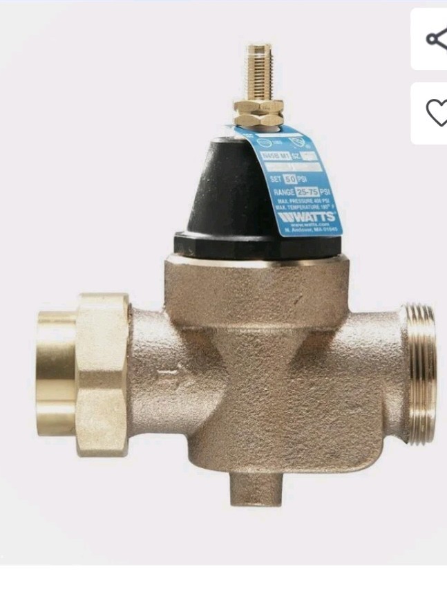 Watts 3/4 50psi H20 Pressure Reducing Valve  Brass (LFN45BM1-U)W/ Union &Oring