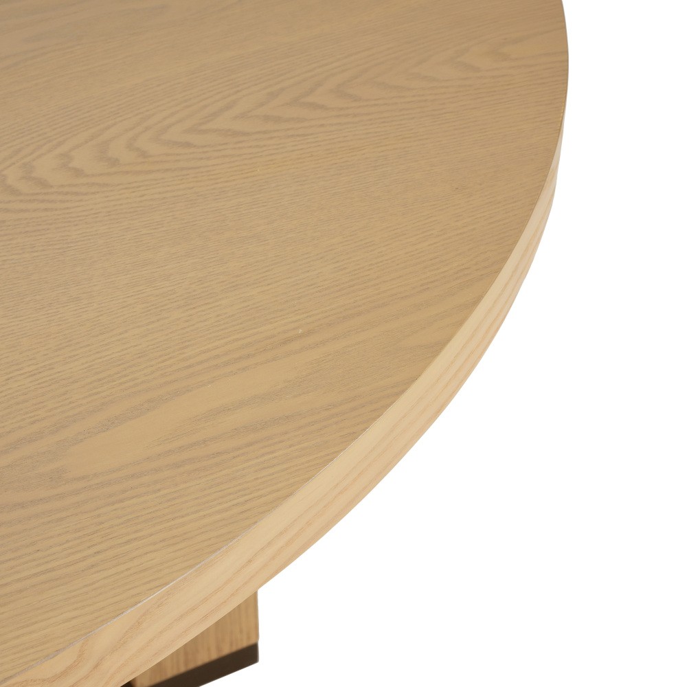 48" Round Dining Table - Natural Ash Finish, Solid Wood & MDF, Pedestal Base,