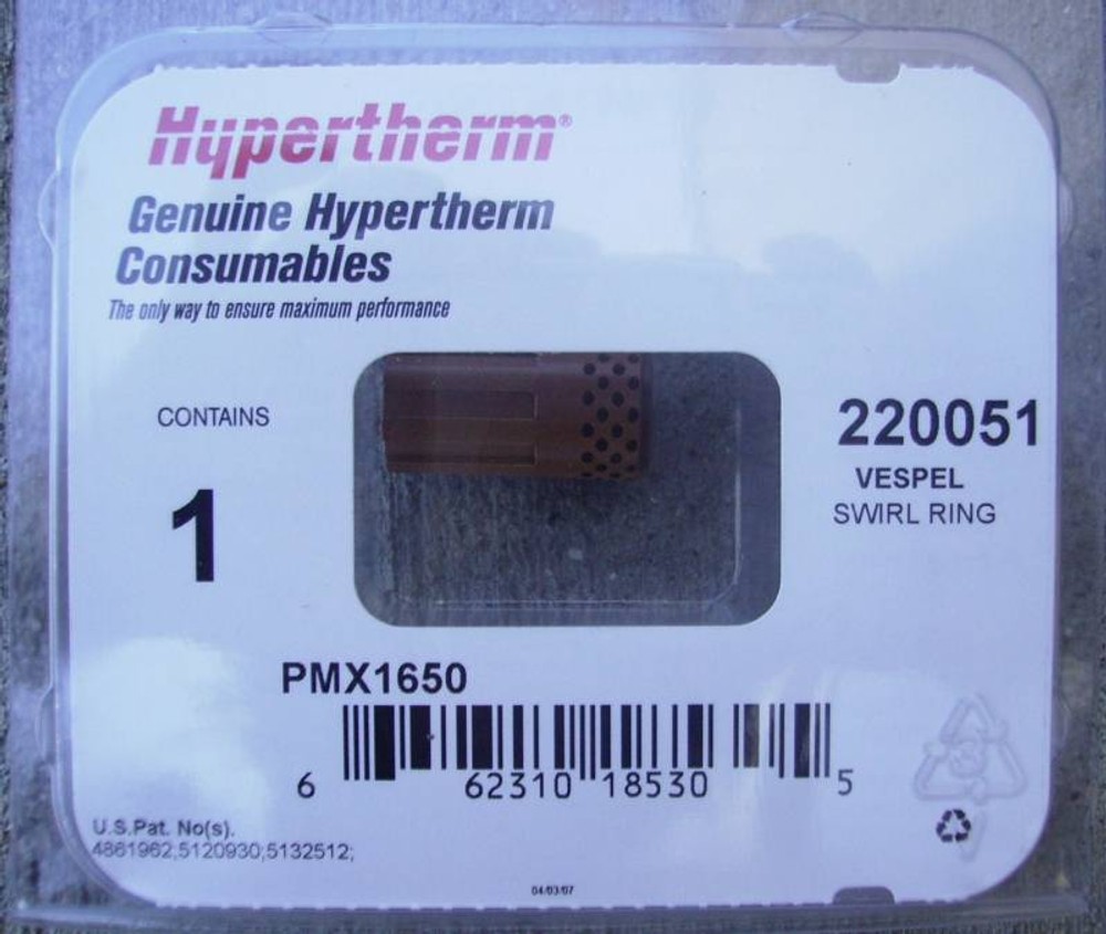 Hypertherm Genuine Powermax 1650 100 Amp Swirl Ring 220051