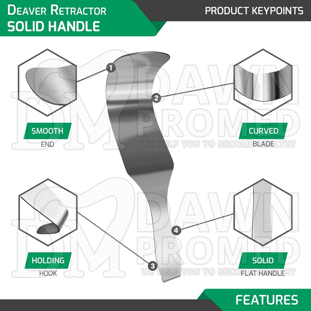 Deaver Retractor 2.5" X 13" Solid Handle Surgical Medical Instruments German Gr