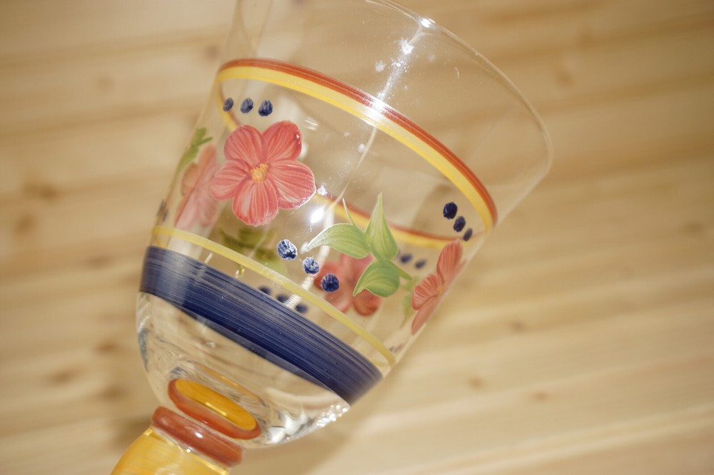 3 Hand Painted Water or Wine Goblets, 7 3/4" (S23)
