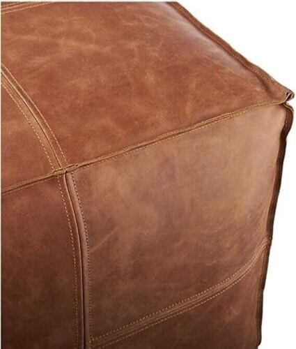 Moroccan Ottoman Footstool Leather Pouffe Boho Genuine New Unstuffed Square 20''