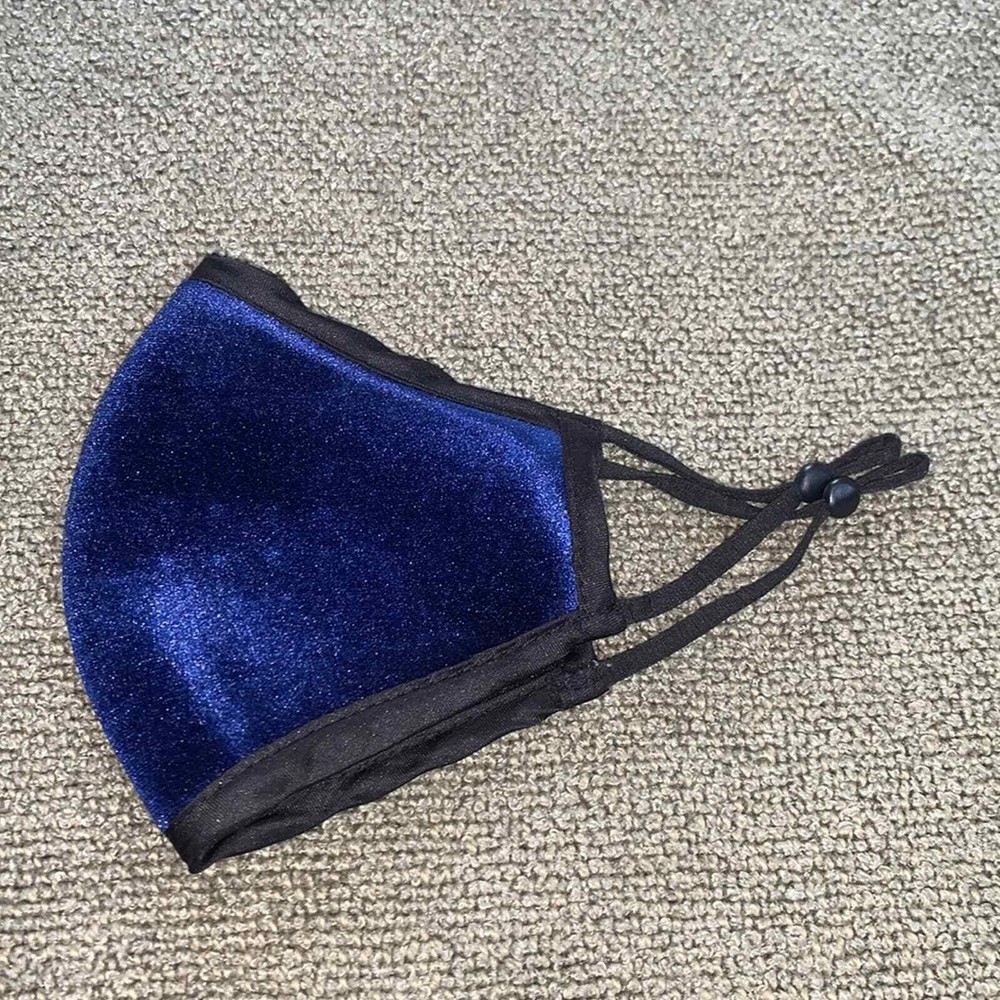 Adjustable Strap Fashion Face Mask- Blue Velvet