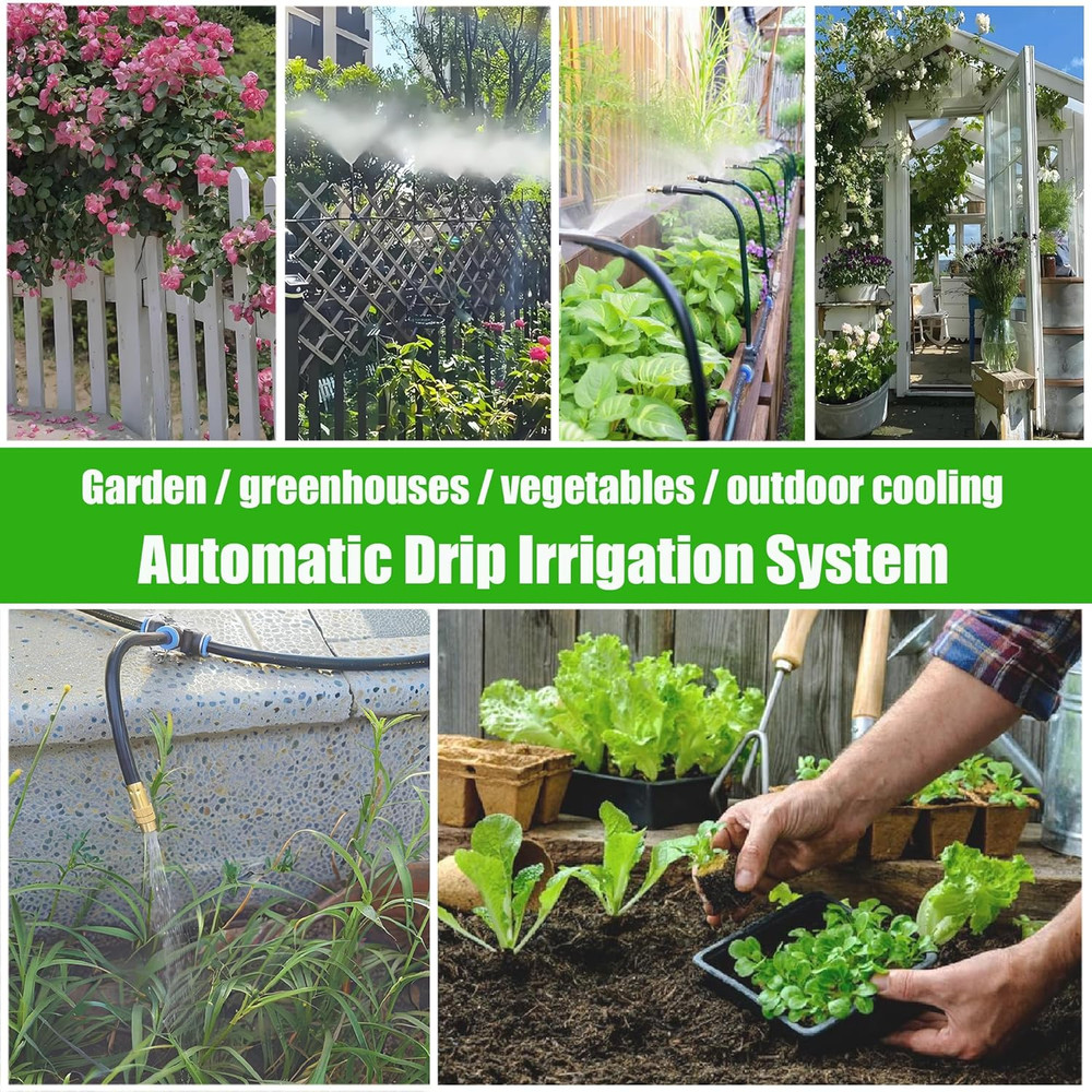 360° Curved Garden Automatic Irrigation System—50FT Drip Irrigation System for G