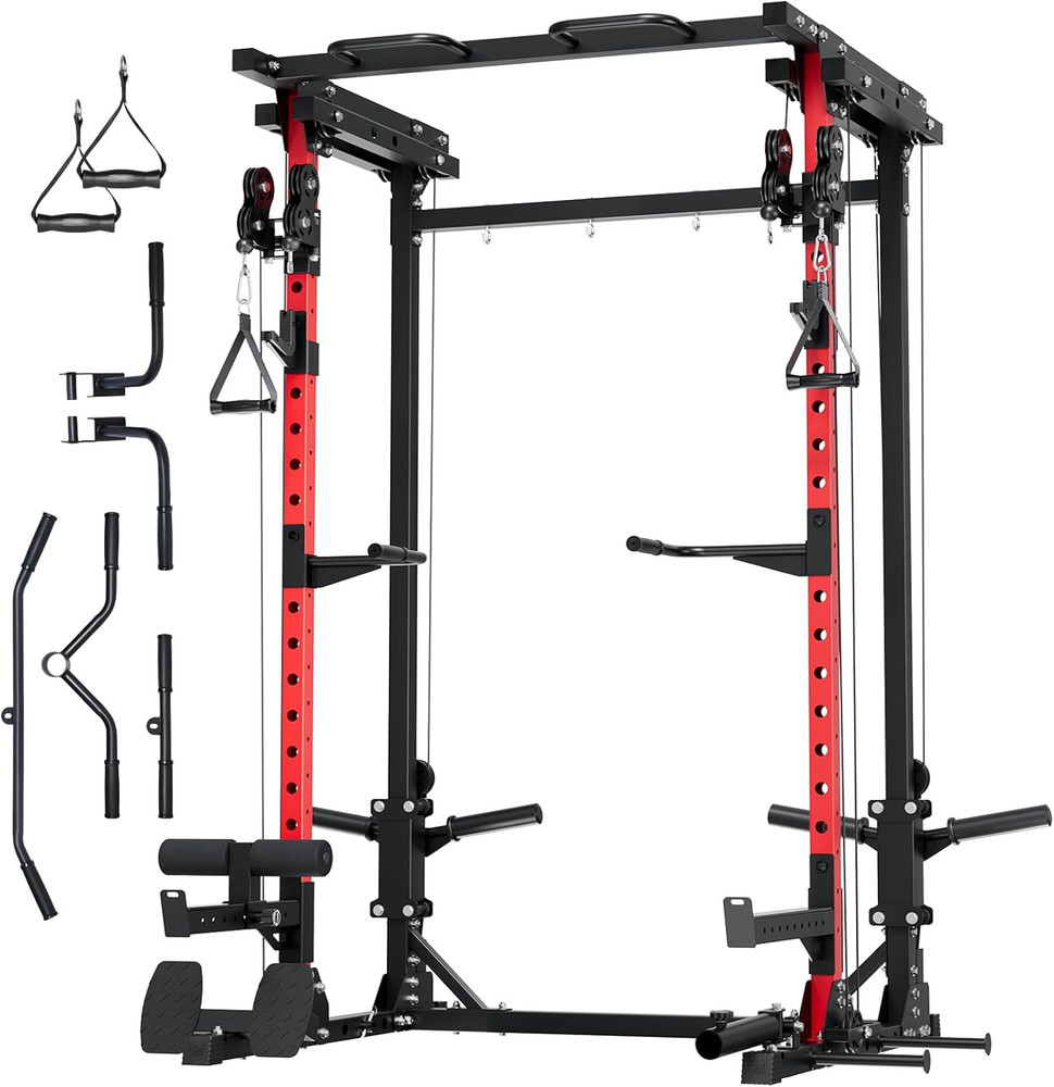 Drone3 Power Rack, 2500Lbs Multi-Function Home Gym Squat Rack with Dual Pulley S