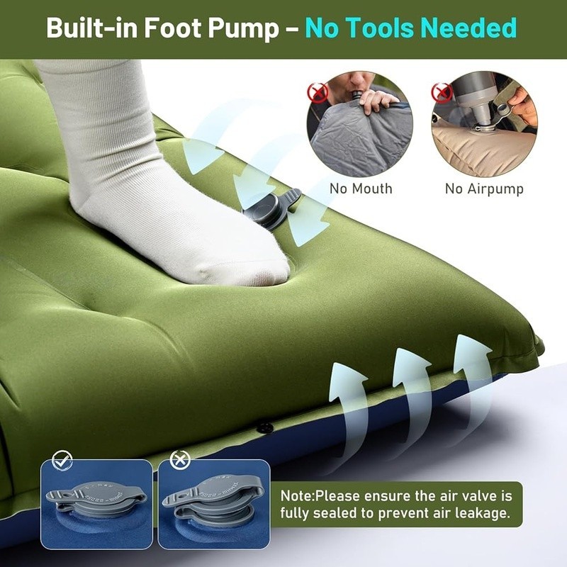 Extra Thick Camping Sleeping Pad Built-in Pump Portable Ultralight Mat Outdoors
