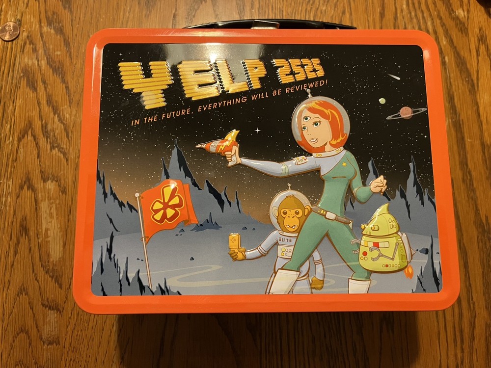 Yelp 2525 Tin Lunchbox Multi-Colored Pre-owned Box with unopened accessories!