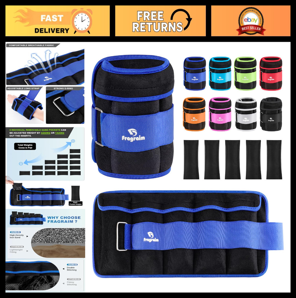 Adjustable Ankle Weights 1-20 lbs Pair, Removable Weights for Jogging, Gym, Ther