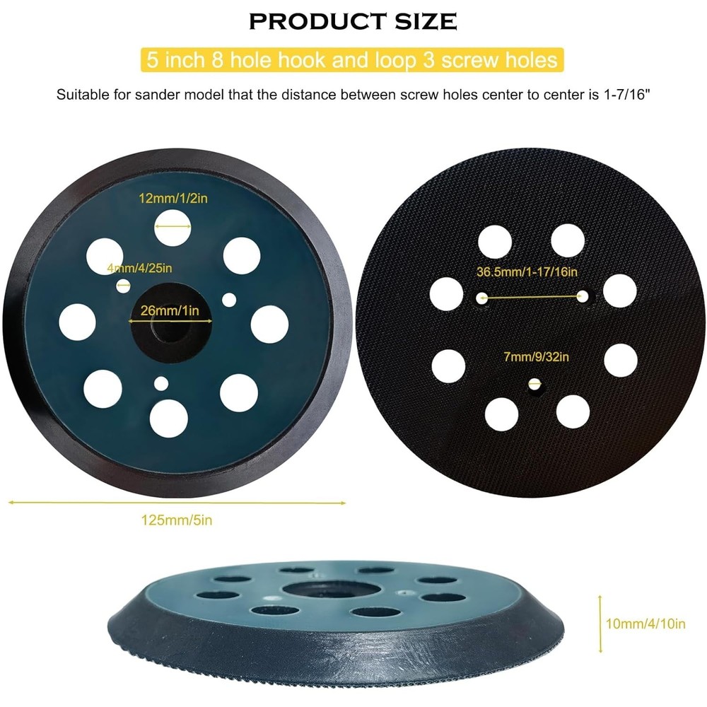 Efficient 5" Hook and Loop Sander Pad for Porter Cable with Easy Installation