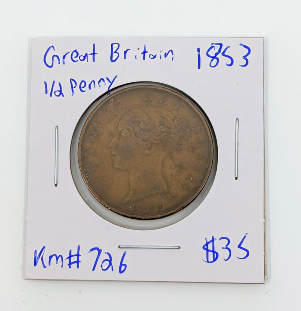 1853- Great Britain Half Penny KM#726