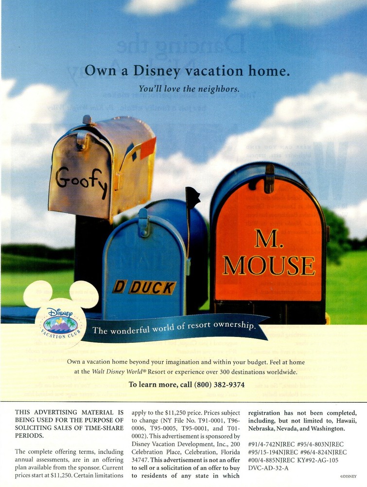 Disney Own a Disney Vacation Home Advertisement